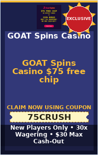 GOAT Spins Casino $75 free chip