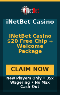 iNetBet Casino $20 Free Chip + Welcome Package