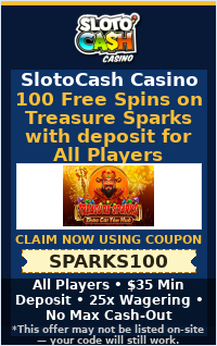 100 Free Spins on Treasure Sparks with deposit for All Players