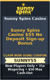 Sunny Spins Casino $55 No Deposit Sign-up Bonus