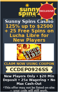 125% up to $2500 + 25 Free Spins on Lucha Libre for New Players