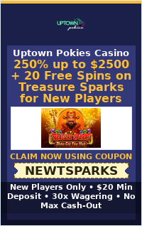 250% up to $2500 + 20 Free Spins on Treasure Sparks for New Players